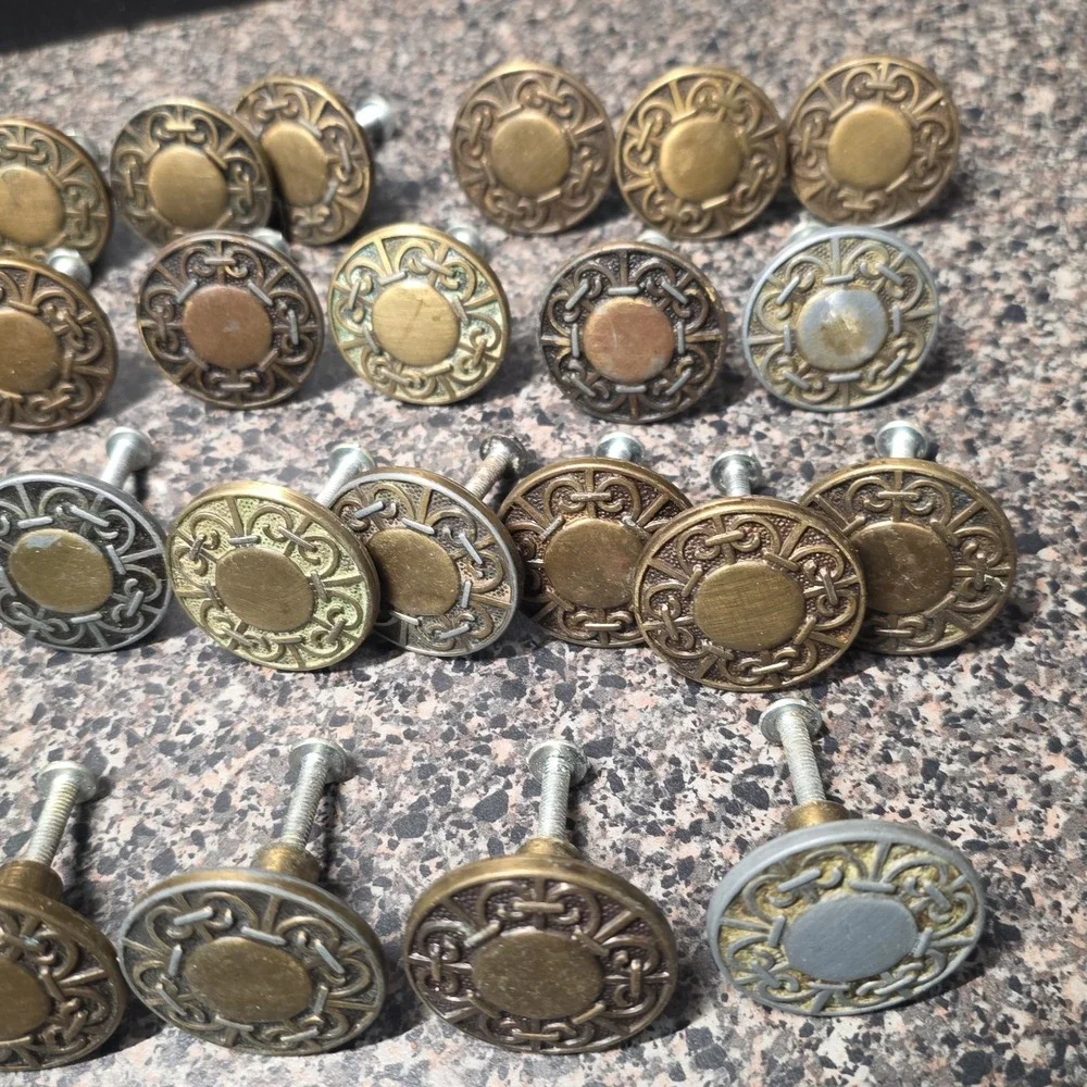Vintage 1960s Amerock Carriage House Cabinet Knobs Lot Of 29 Mixed Finish 1-3/8